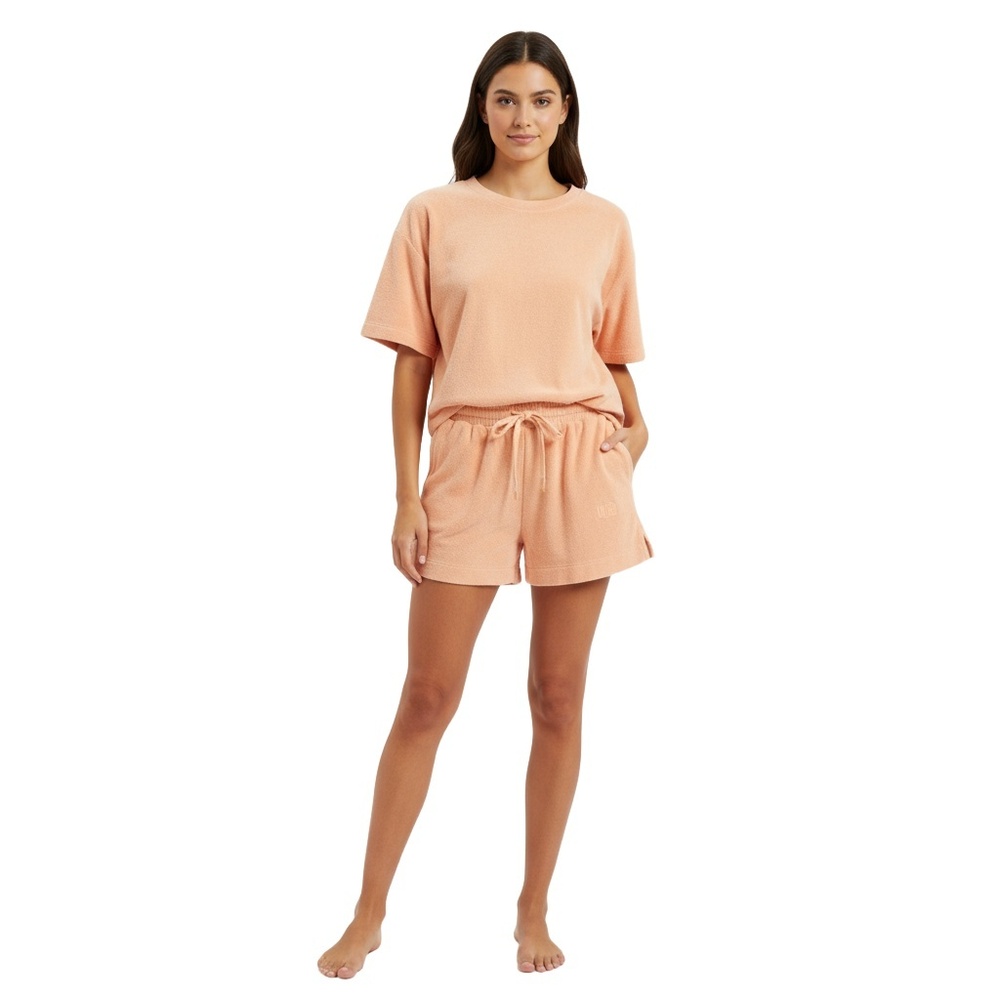 UGG Amiah Womens Size L Shorts Orange Terry Cloth Drawstring Relaxed Cozy